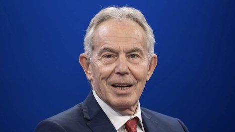 Tony Blair habla en el Foro Económico Mundial en Davos, en 2025.