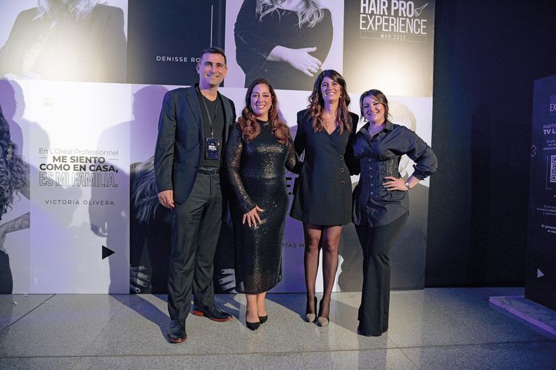 De L’Oréal Uruguay: gerente comercial División Productos Profesionales Malcom Jackson, coordinadora de Educación Cecilia Camarano, gerenta de Marketing División Productos Profesionales Sofía Torrendell y educadora de L’Oréal Professionnel Andrea Alba