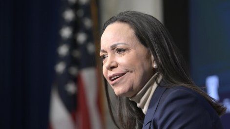 &nbsp;María Corina Machado habla durante una rueda de prensa en Washington.