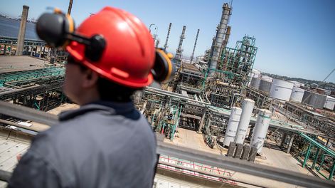 La refinería durante la detención para su mantenimiento en 2023. 