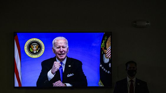 Joe Biden en videoconferencia. Foto: AFP