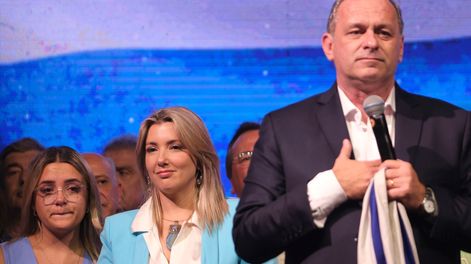 Álvaro Delgado y Valeria Ripoll en la noche del balotaje