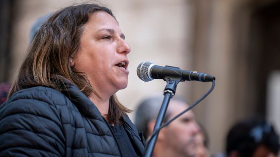 Nathalie Barbé, durante un acto del PIT-CNT, en 2024. Nathalie Barbé, durante un acto del PIT-CNT, en 2024.