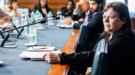 Mónica Ferrero durante una sesión de la comisión de Asuntos Administrativos del Palacio Legislativo, abril 2025.