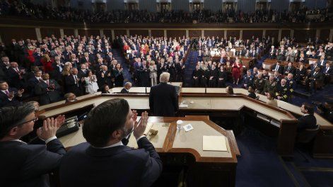 Donald Trump en el Congreso de Estados Unidos durante su discurso sobre el estado de la Unión.