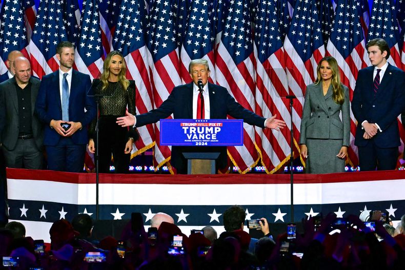 Donald Trump durante el discurso en el que se atribuyó la victoria en las elecciones