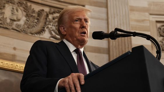 Donald Trump durante su discurso el día que asumió la presidencia por segunda vez Donald Trump durante su discurso el día que asumió la presidencia por segunda vez