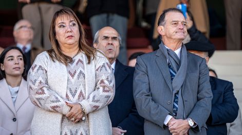 Irene Moreira y Guido Manini Ríos durante el acto aniversario del Ejército Nacional en mayo &nbsp;