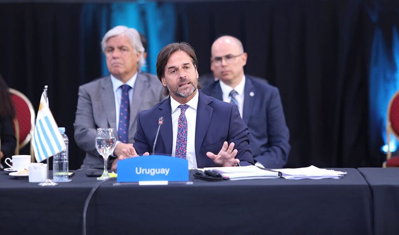 El presidente Luis Lacalle Pou durante su discurso en cumbre de la Celac. Foto: Cancillería Argentina