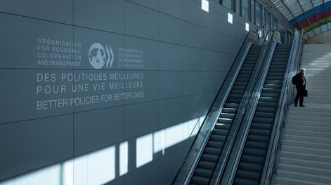 Interior de la sede de la OCDE, en París.