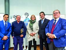Presidente de La Española Fernando García, director de Policía de Canelones Víctor Trezza, directora de la Secretaría de Educación Física de la IM Silvia Pérez, subsecretario de Deporte Pablo Ferrari y gerente general de La Española Julio Martínez