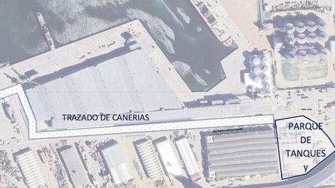 Esquema de terminal especializada de graneles líquidos. Foto: MTOP