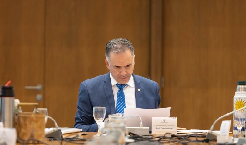 El presidente Yamandú Orsi durante el Consejo de Ministros, el pasado 25 de marzo