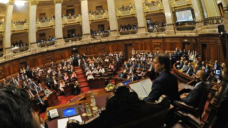 Luis Lacalle Pou en la Asamblea General. Foto: Parlamento