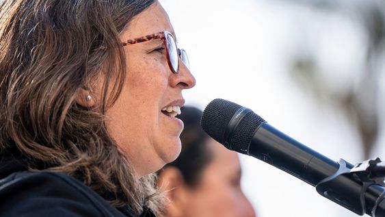 Laura Alberti durante una movilización del Sunca. Laura Alberti durante una movilización del Sunca.