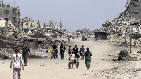 Edificios destruidos en la calle Saftawi, que separa Yabalia de la Ciudad de Gaza.