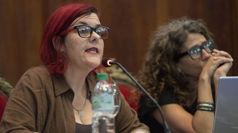 Carolina Spilman, vicepresidenta adjunta del PIT-CNT, y Alejandra Picco, economista del Instituto Cuesta Duarte.