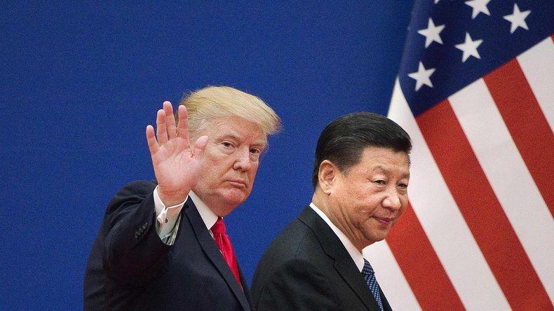 Donald Trump y el presidente chino Xi Jinping durante su encuentro en Beijing en 2017.
