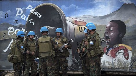 Soldados uruguayos en la base militar de Goma, Congo. Foto: Pablo Porciúncula, AFP