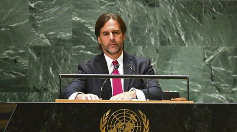 Lacalle Pou ante la Asamblea General de la ONU. Foto: AFP