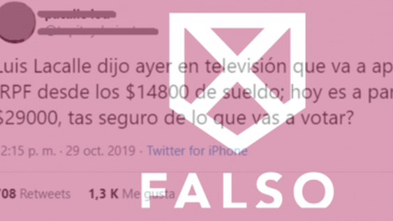 imagen de Es falso que Lacalle Pou haya dicho que aumentará el IRPF si es presidente imagen de Es falso que Lacalle Pou haya dicho que aumentará el IRPF si es presidente