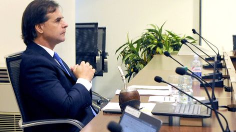 Luis Lacalle Pou en videoconferencia. Foto: Presidencia.