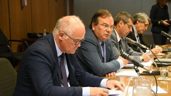 Juan José Olaizola, José Luis Falero, Luis Ceiter y Carlos González durante una comparecencia del MTOP al Parlamento Juan José Olaizola, José Luis Falero, Luis Ceiter y Carlos González durante una comparecencia del MTOP al Parlamento