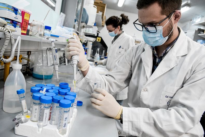 Investigadores en laboratorio del Instituto Pasteur de Montevideo