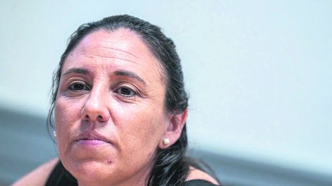 Karina Sosa, presidenta de la Asociación de Trabajadores de la Seguridad Social (ATSS). Foto: Mauricio Zina / adhocFOTOS