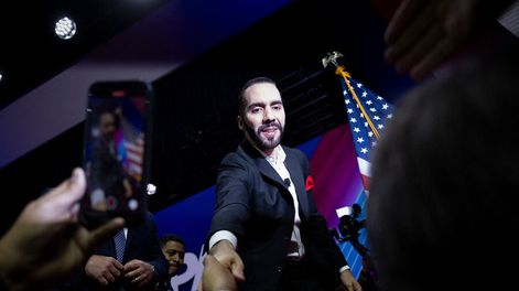 Nayib Bukele, presidente de El Salvador, durante un acto político. Foto: AFP.