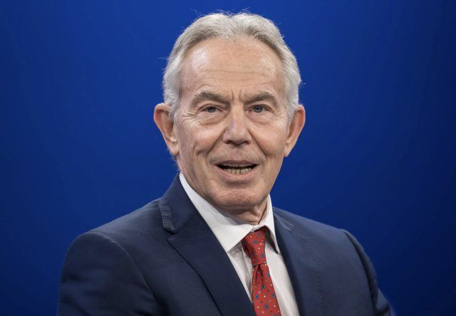 Tony Blair habla en el Foro Económico Mundial en Davos, en 2025.