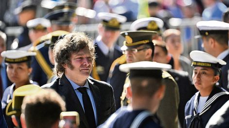 El presidente Milei en el 42 aniversario de la guerra de las Malvinas. Foto: Luis Robayo, AFP