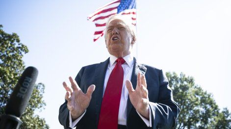 Donald Trump en los jardines de la Casa Blanca.