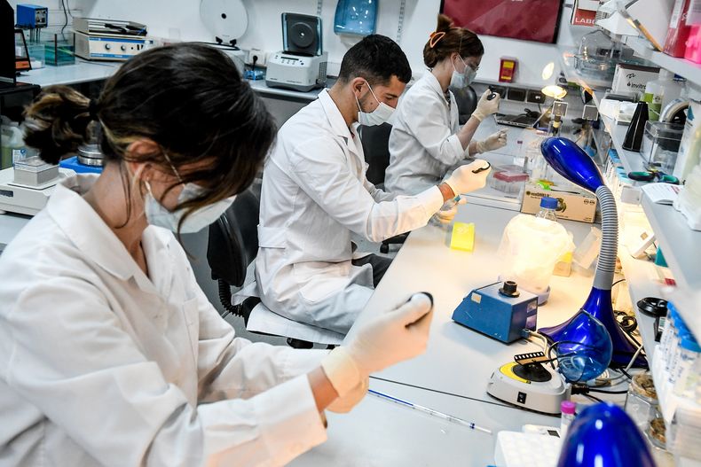 Investigadores en un laboratorio del Institut Pasteur de Montevideo.