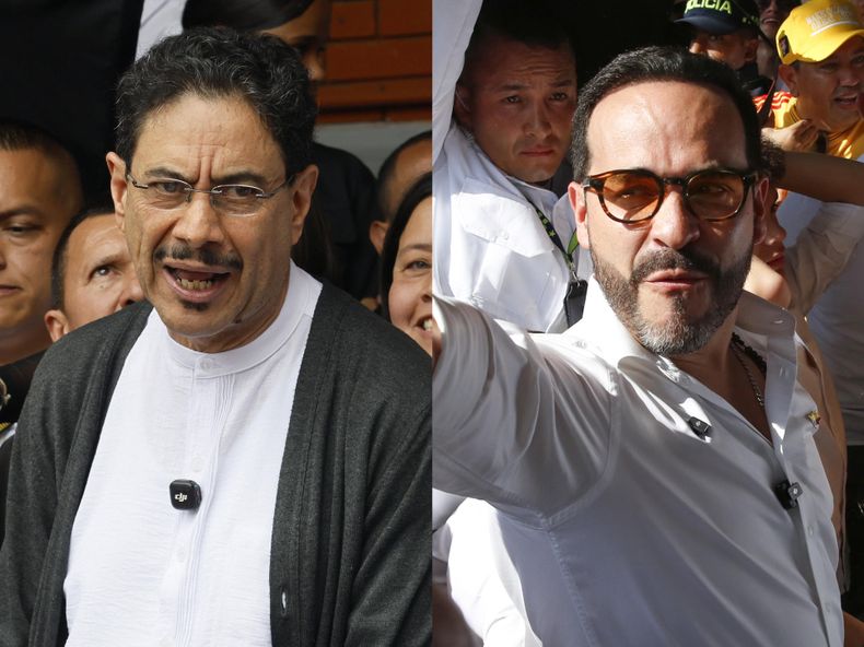 Combo de fotografías que muestra al candidato presidencial por el partido oficialista Pacto Histórico, Iván Cepeda (i), y al candidato de ultraderecha Abelardo de la Espriella, del movimiento Defensores de la Patria.