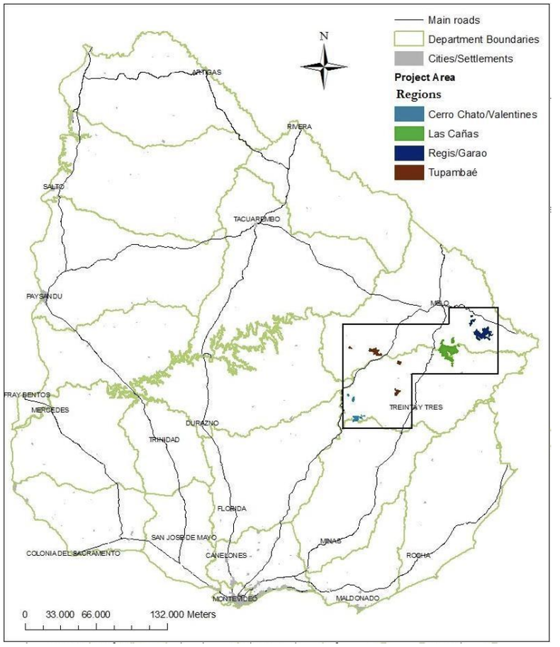 Mapa que detalla dónde se desarrollaría Guanaré incluido en los documentos preparatorios del proyecto 