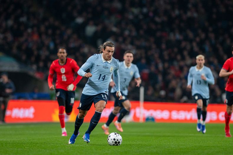 Agustín Canobbio, volante ofensivo de la selección uruguaya.