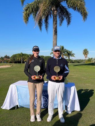 Lousiane Gauthier y Pablo Juan Carrere en el Campeonato Nacional de la Asociación Uruguaya de Golf
