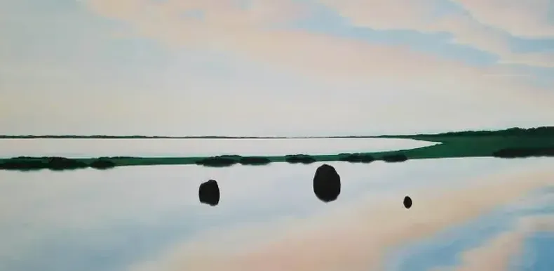 Título: Light Before Heat Creador: April Gornik Fecha de creación: 1984 Dimensiones físicas: 66 × 132 pulgadas Técnica artística: óleo sobre lienzo.