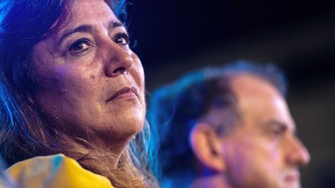 “Son capaces de ensuciar a personas y de inventar cosas”, dijo el general retirado Manini Ríos en un acto en el Hipódromo de Maroñas. Foto: Santiago Mazzarovich