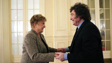 Javier Milei y Kristalina Georgieva tras su encuentro en la Casa Rosada.