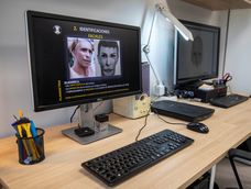 Sala de estudios de identificacion facial en el edificio de la Dirección Nacional de Policía Científica en Montevideo. Sala de estudios de identificacion facial en el edificio de la Dirección Nacional de Policía Científica en Montevideo.