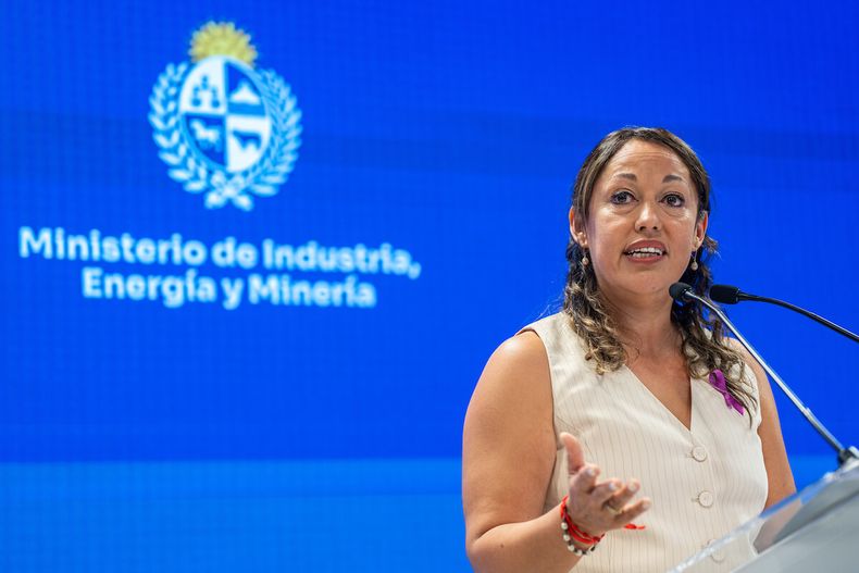 Fernanda Cardona durante la asunción de autoridades del Ministerio de Industria, Energía y Minería en la Torre de Comunicaciones en Montevideo.