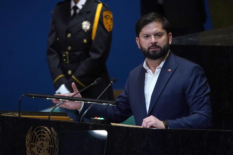Gabriel Boric habla en la 80 Asamblea General de la ONU este martes, en Nueva York.