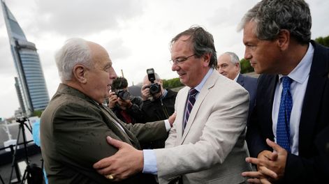 José Luis Falero, Víctor Rossi y Juan Curbelo en la inauguración del viaducto portuario