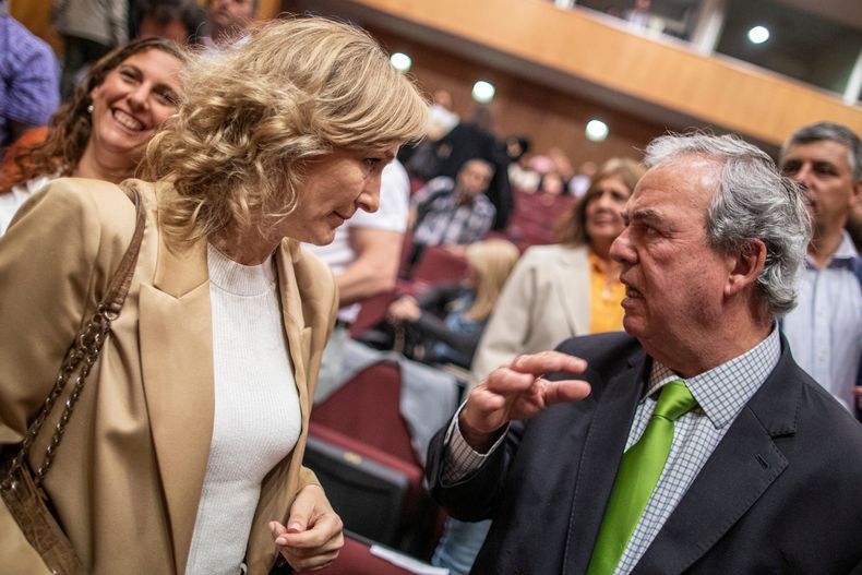 Laura Raffo y Luis Alberto Heber durante un acto en la Torre Ejecutiva 