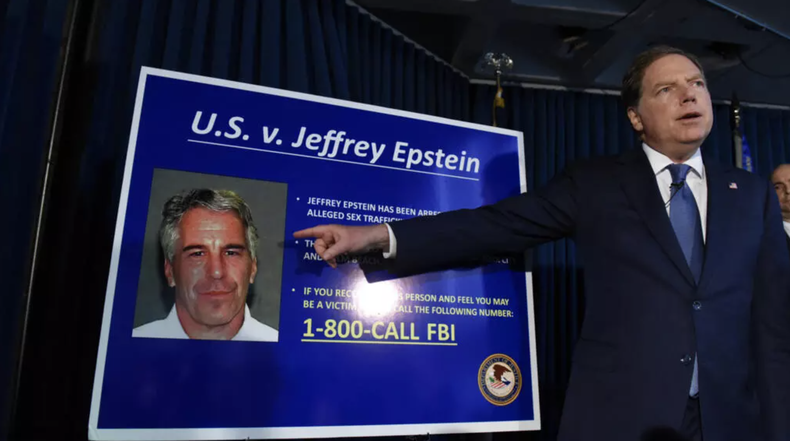 Anuncio de los cargos contra el financista Jeffrey Epstein el 8 de julio de 2019 en la corte federal de Manhattan, en Nueva York
