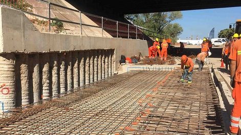Obra del Ferrocarril Central en el barrio Capurro.