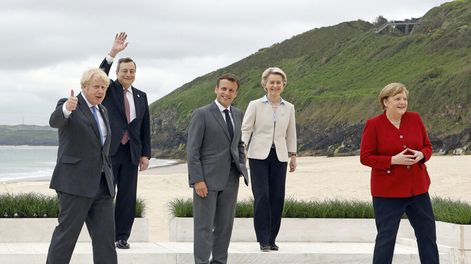 Líderes de las economías poderosas celebraron el acuerdo fiscal en julio pasado. Foto: AFP/ Ludovic Marin