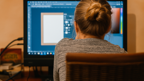 Una persona trabajando con una computadora.